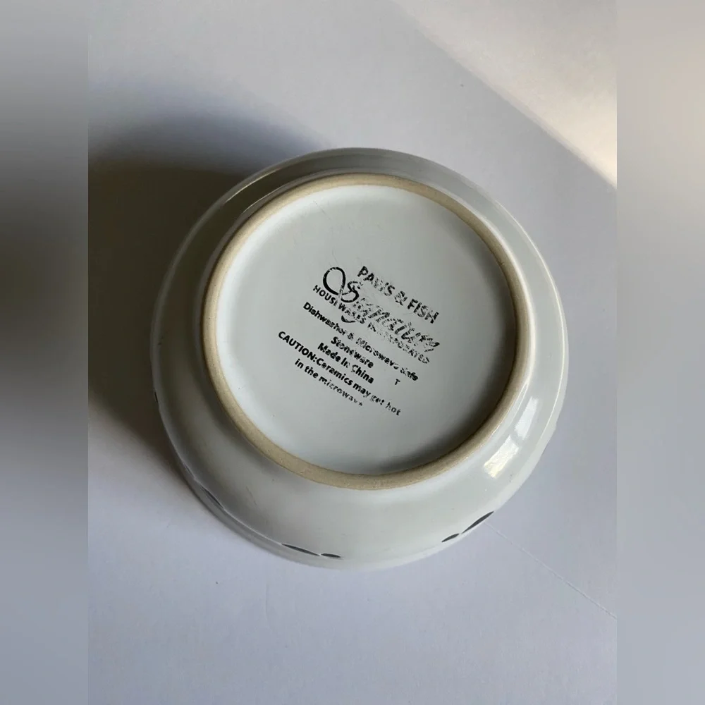 Ceramic White and Black Dog Food Bowl, For Size Small/ Medium Dogs